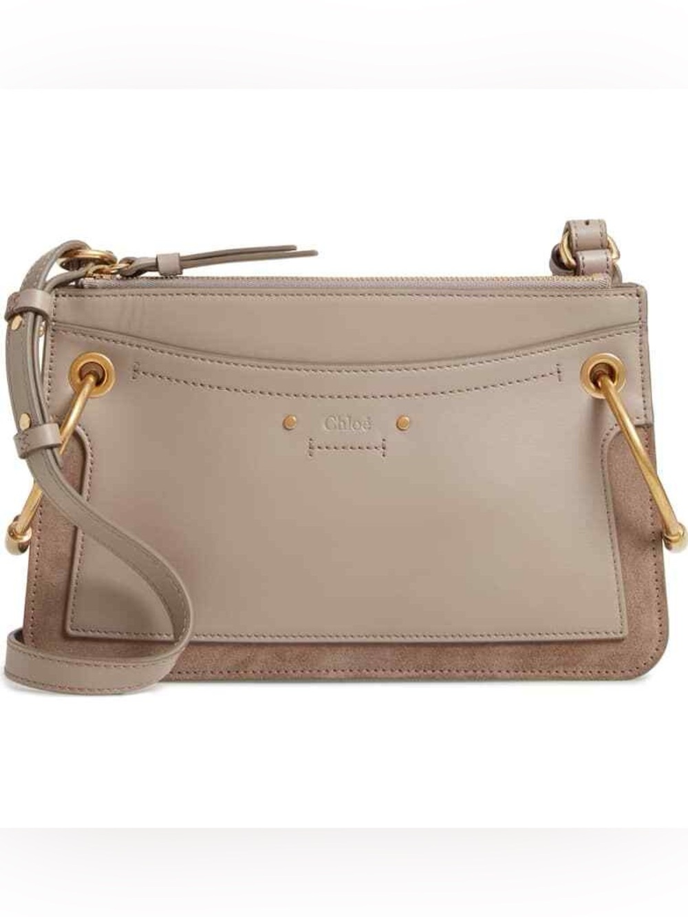 CHLOÉ Small 'Roy' Motty Grey Leather Shoulder Bag AUTHENTIC - Picture 2 of 10